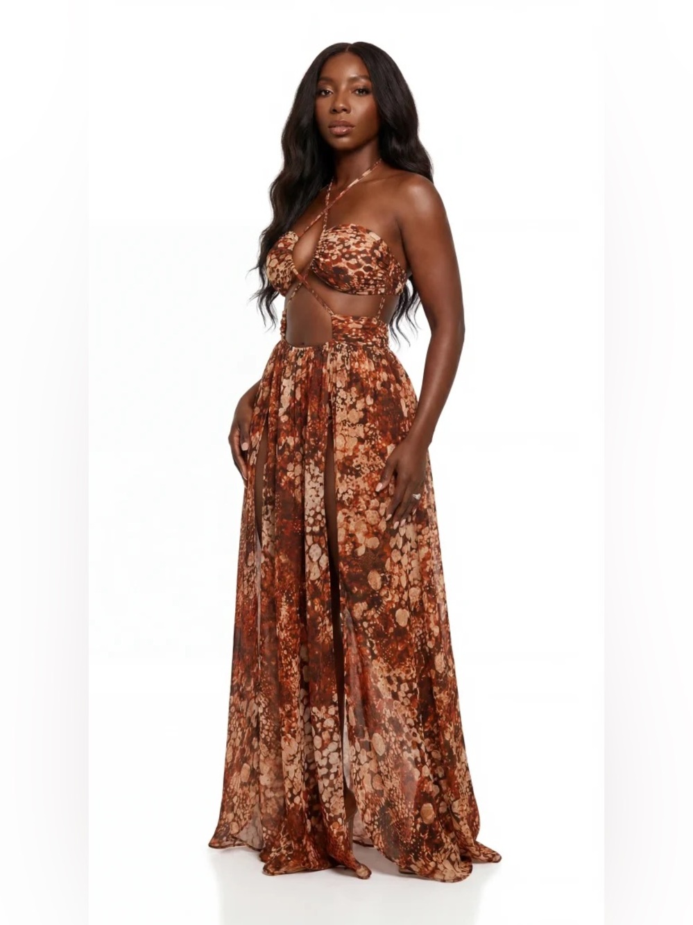 Safari Luxe Animal Print Strappy Maxi Dress
